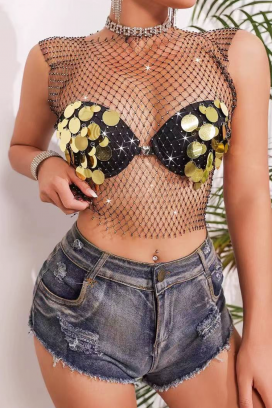 мрежест топ с пайети SOLVINA