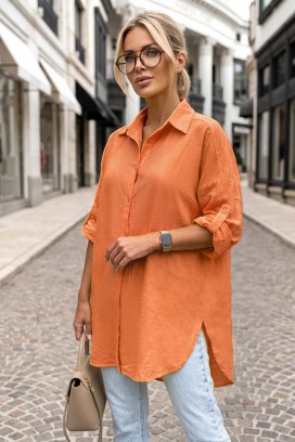овърсайз дамска риза с изчистен дизайн и свободна кройка LONELIA ORANGE