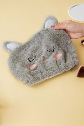 дамска плюшена шапка за подсушаване на коса COZINIA GREY