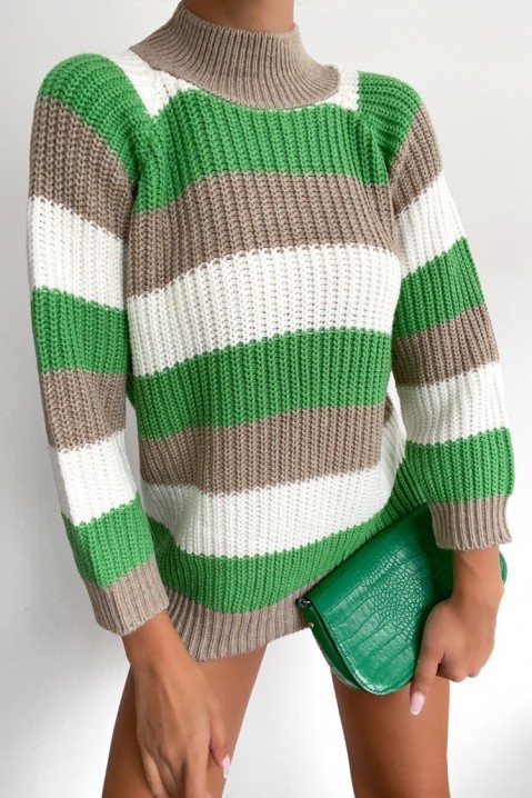 Пуловер COLORENA GREEN, Цвят: многоцветен, IVET.BG - Твоят онлайн бутик.