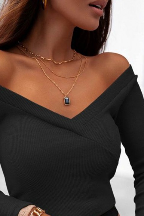 Дамска блуза FARINELA BLACK, Цвят: черен, IVET.BG - Твоят онлайн бутик.