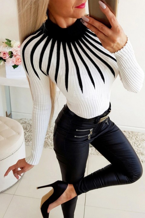 Пуловер STILMA WHITE, Цвят: бял с черен, IVET.BG - Твоят онлайн бутик.