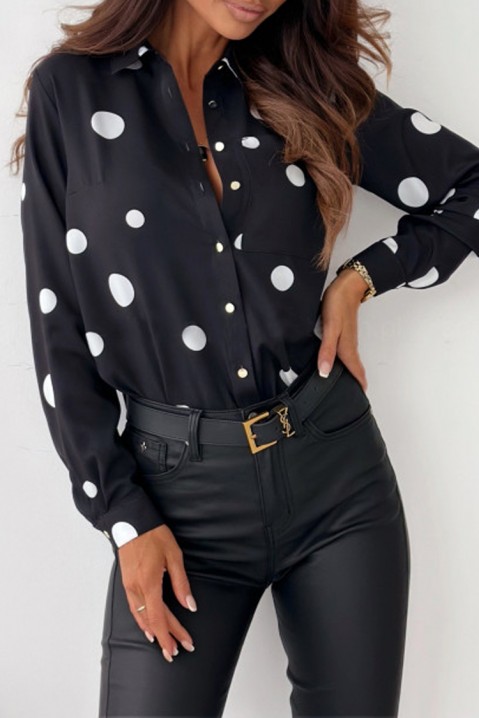 Дамска риза POLSITA BLACK, Цвят: черен, IVET.BG - Твоят онлайн бутик.