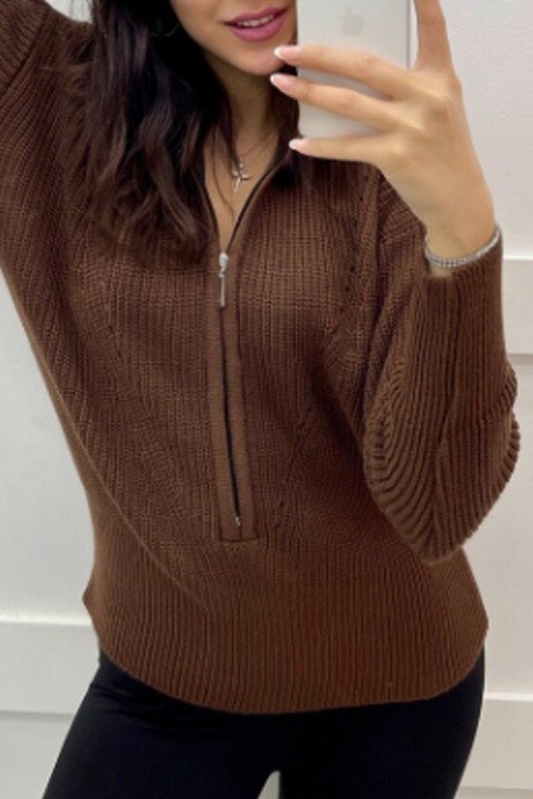 Пуловер MANSEDA BROWN, Цвят: кафяв, IVET.BG - Твоят онлайн бутик.