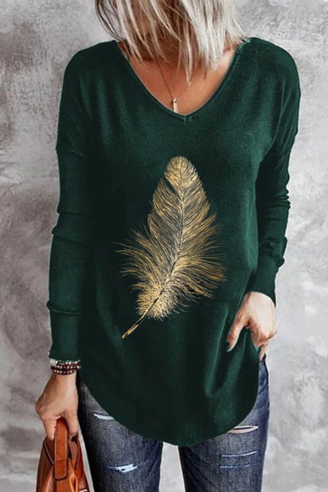 Дамска блуза FERINDA GREEN, Цвят: зелен, IVET.BG - Твоят онлайн бутик.