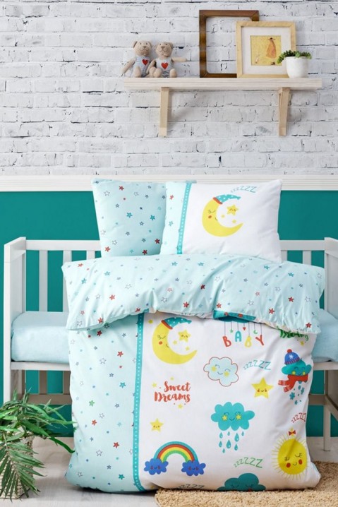 Бебешки спален комплект LEVONFI памук 100x150 cm, Цвят: светлосин, IVET.BG - Твоят онлайн бутик.