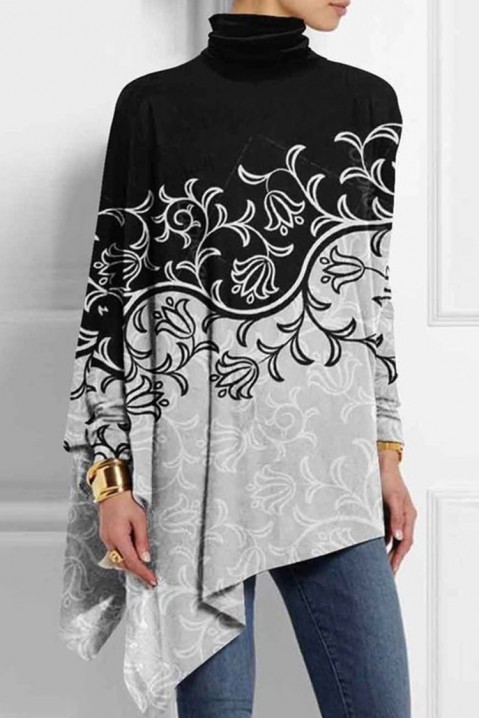 Дамска блуза FORMENALA, Цвят: черен със сив, IVET.BG - Твоят онлайн бутик.