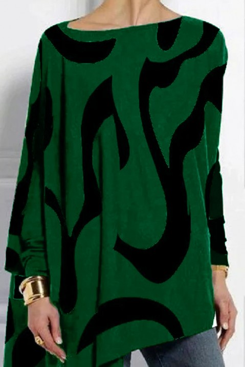 Дамска блуза ROGONHA GREEN, Цвят: зелен с черен, IVET.BG - Твоят онлайн бутик.