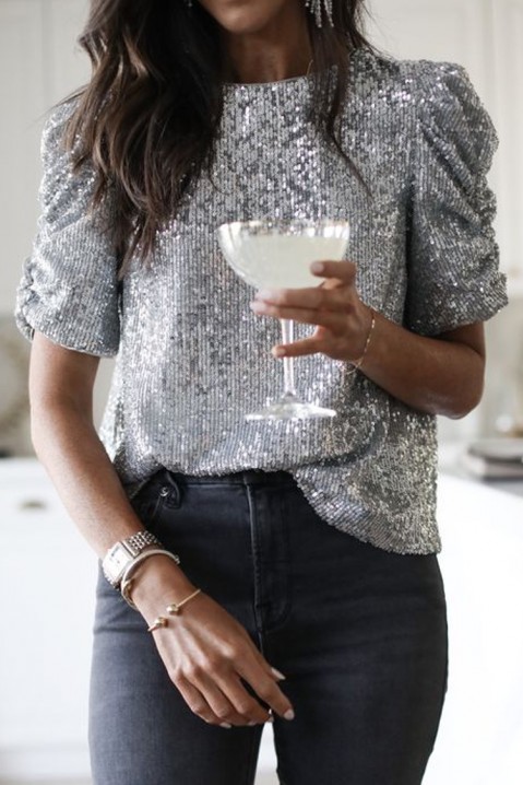 Блуза KREMISA SILVER, Цвят: сребърен, IVET.BG - Твоят онлайн бутик.