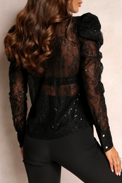 Дамска риза SEMORINA, Цвят: черен, IVET.BG - Твоят онлайн бутик.