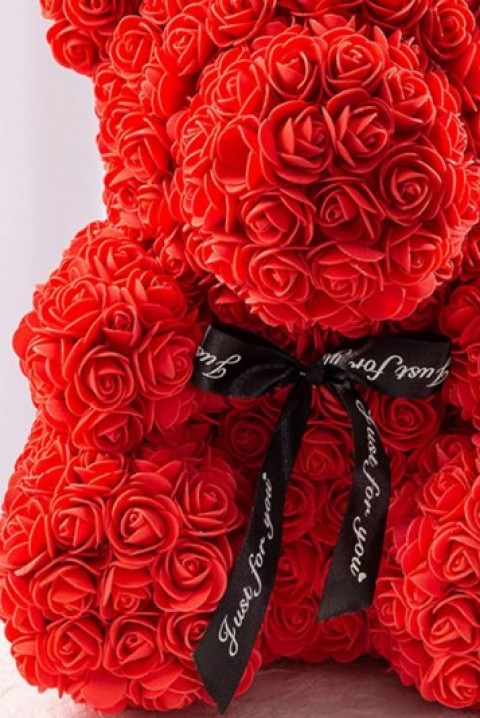 Мече от рози MERINDI RED 34 cm, Цвят: червен, IVET.BG - Твоят онлайн бутик.