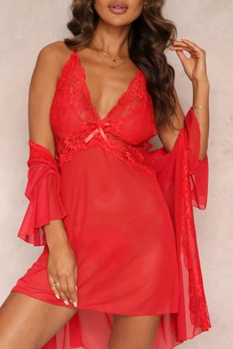 Комплект нощница с халат SELIGANA RED, Цвят: червен, IVET.BG - Твоят онлайн бутик.