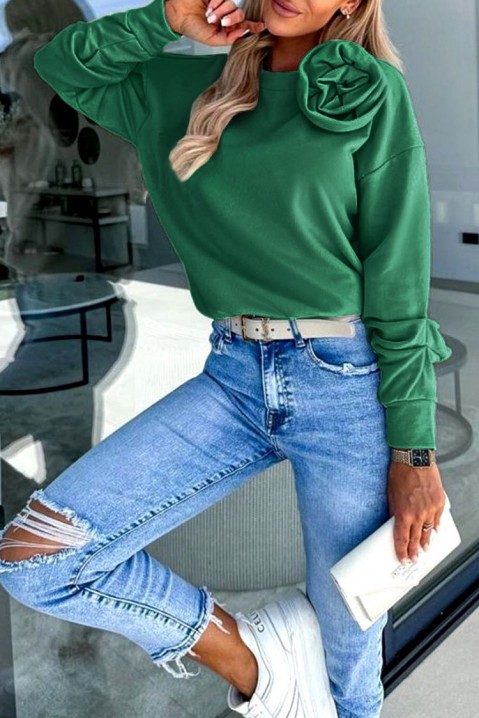 Дамска блуза FLORELDA GREEN, Цвят: зелен, IVET.BG - Твоят онлайн бутик.