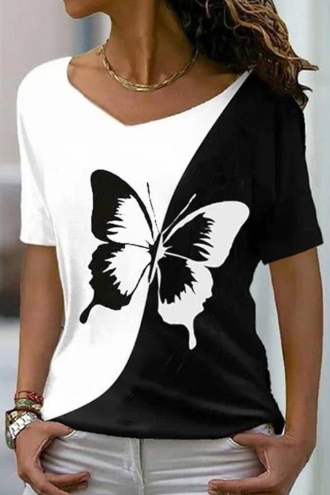 Тениска SERMOLSA, Цвят: черно и бяло, IVET.BG - Твоят онлайн бутик.