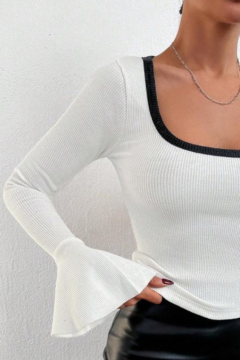 Дамска блуза LINDETA WHITE, Цвят: бял с черен, IVET.BG - Твоят онлайн бутик.