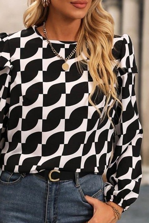 Дамска блуза DOMILPERA, Цвят: черно и бяло, IVET.BG - Твоят онлайн бутик.