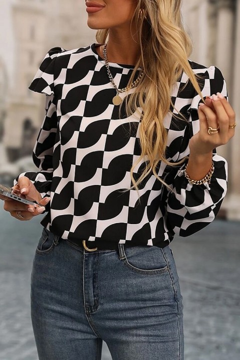 Дамска блуза DOMILPERA, Цвят: черно и бяло, IVET.BG - Твоят онлайн бутик.