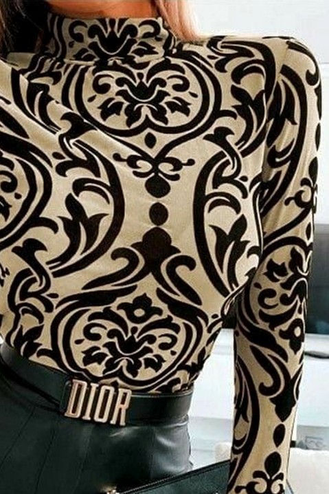 Дамска блуза GANTENA, Цвят: беж с черен, IVET.BG - Твоят онлайн бутик.