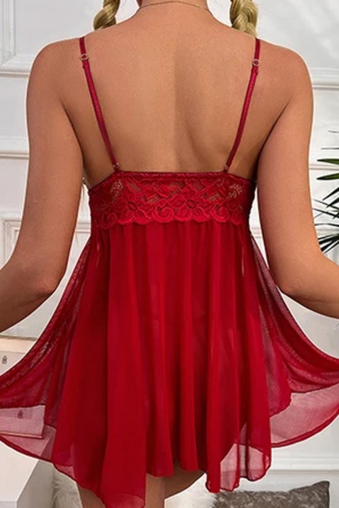Комплект нощница със стринг SOLHEDA RED, Цвят: червен, IVET.BG - Твоят онлайн бутик.