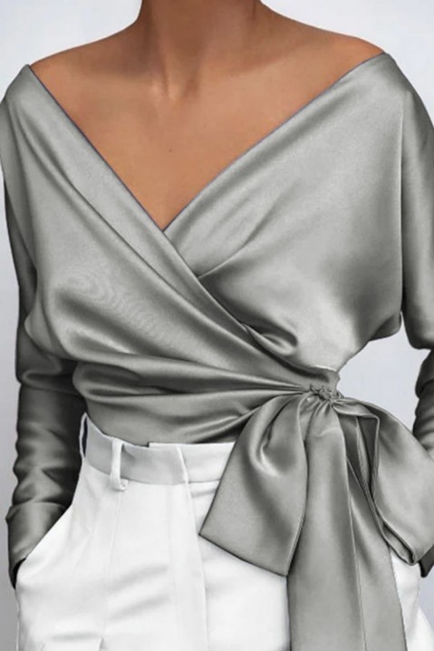 Дамска блуза BORSETA GREY, Цвят: сив, IVET.BG - Твоят онлайн бутик.