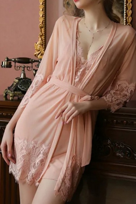 Комплект нощница с халат RUELTA PUDRA, Цвят: пудра, IVET.BG - Твоят онлайн бутик.