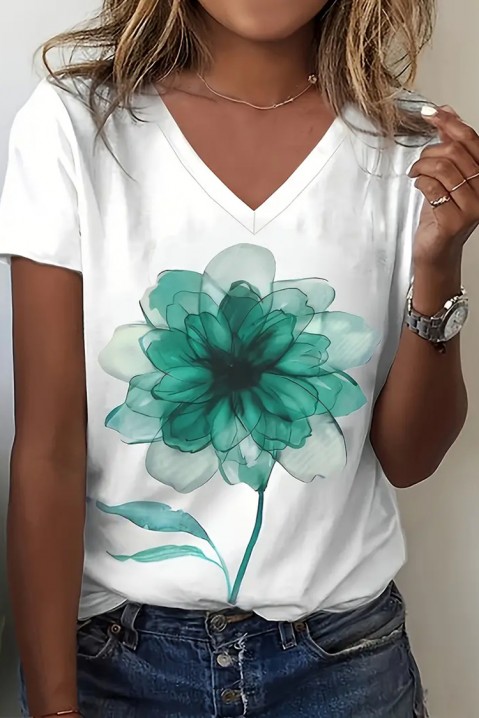 Тениска LISOLNA GREEN, Цвят: бял, IVET.BG - Твоят онлайн бутик.