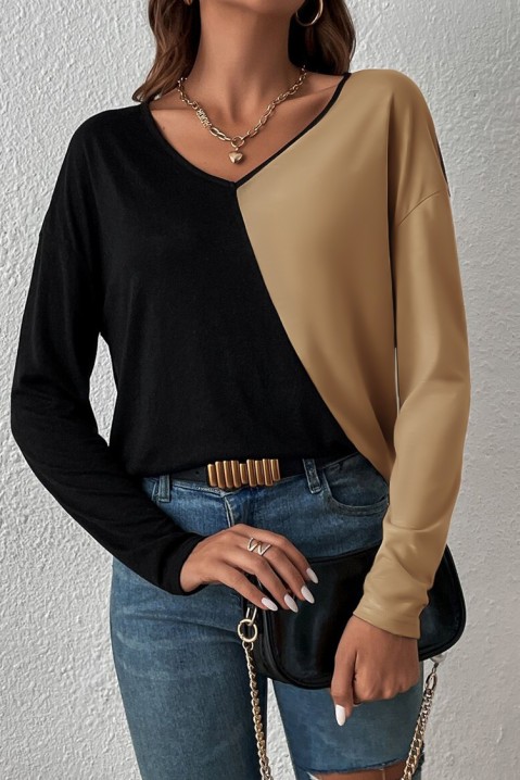 Дамска блуза ROMELDENA, Цвят: беж с черен, IVET.BG - Твоят онлайн бутик.