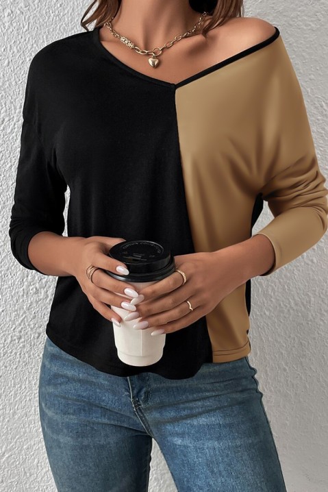 Дамска блуза ROMELDENA, Цвят: беж с черен, IVET.BG - Твоят онлайн бутик.