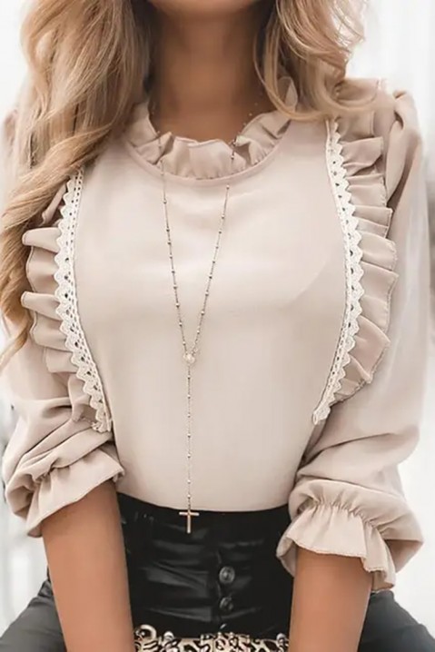 Дамска блуза FERIOLFA, Цвят: беж, IVET.BG - Твоят онлайн бутик.