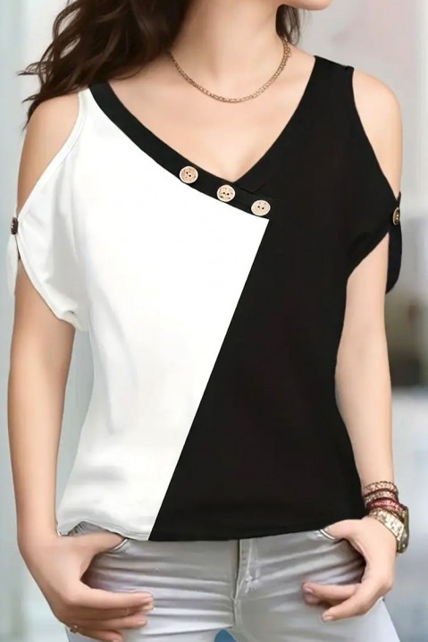 Дамска блуза LEFENVA, Цвят: черно и бяло, IVET.BG - Твоят онлайн бутик.