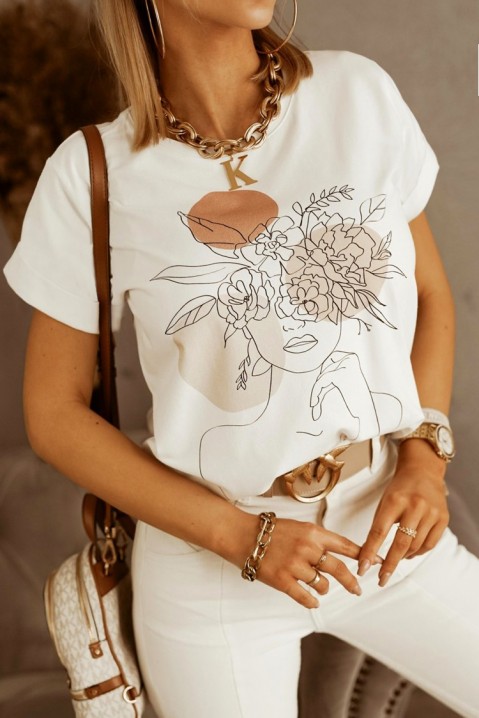 Тениска ERILOMDA, Цвят: бял, IVET.BG - Твоят онлайн бутик.