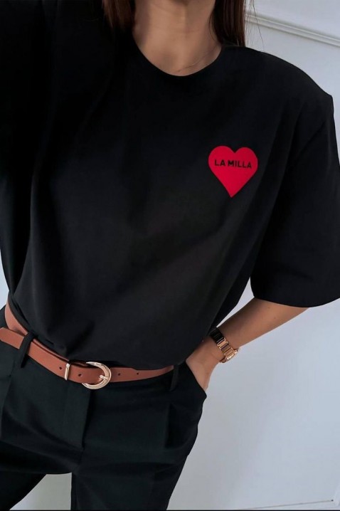 Тениска KATESA BLACK, Цвят: черен, IVET.BG - Твоят онлайн бутик.