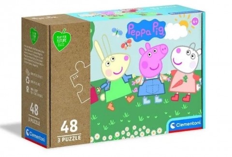Детски пъзел Clementoni от 3 x 48 части - Прасенцето ПепаIVET.BG - Твоят онлайн бутик.