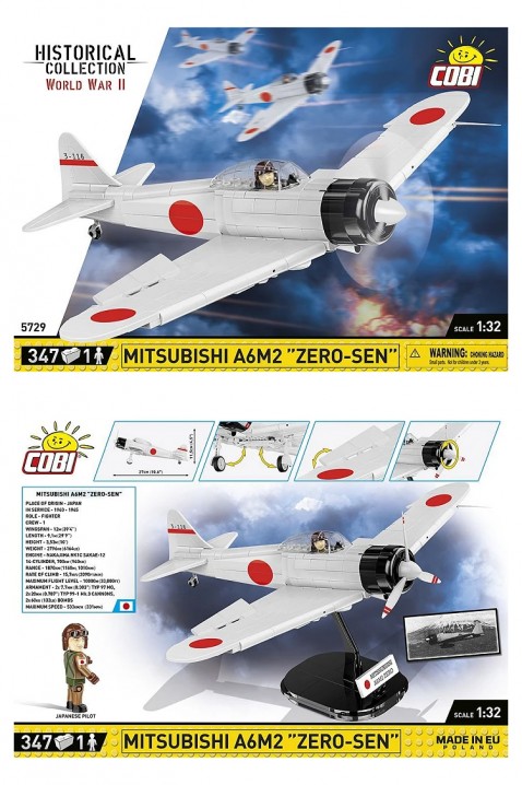 Конструктор Cobi изтребител Mitsubishi A6M2 „Zero“ - части 347IVET.BG - Твоят онлайн бутик.