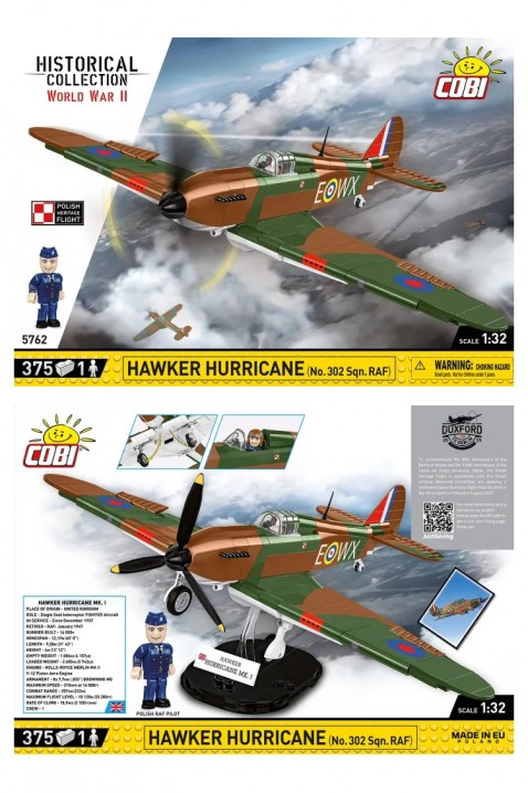 Конструктор Cobi самолет Hawker Hurricane - части 375IVET.BG - Твоят онлайн бутик.