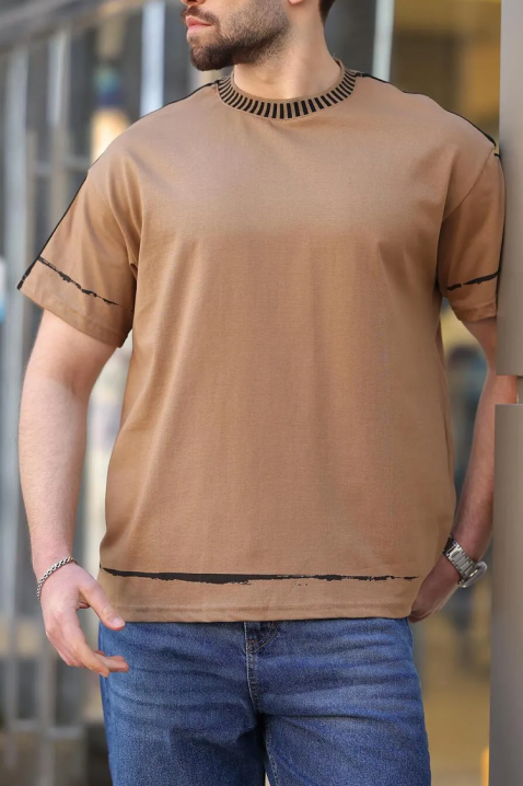 Мъжка тениска MERVORZO BEIGE, Цвят: беж, IVET.BG - Твоят онлайн бутик.
