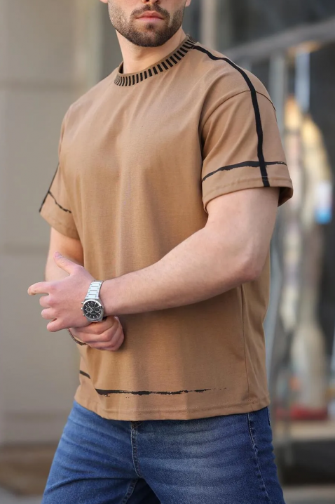 Мъжка тениска MERVORZO BEIGE, Цвят: беж, IVET.BG - Твоят онлайн бутик.