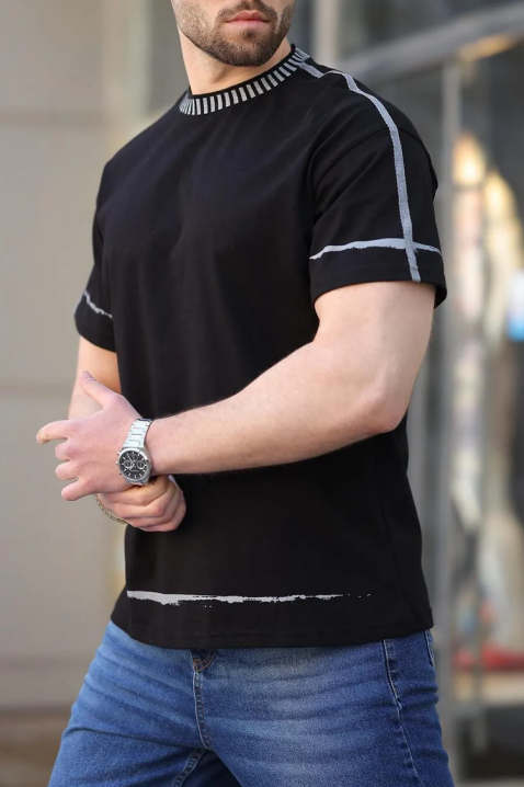 Мъжка тениска MERVORZO BLACK, Цвят: черен, IVET.BG - Твоят онлайн бутик.