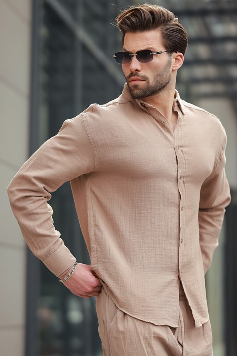 Мъжка риза MIRVOLZO BEIGE, Цвят: беж, IVET.BG - Твоят онлайн бутик.