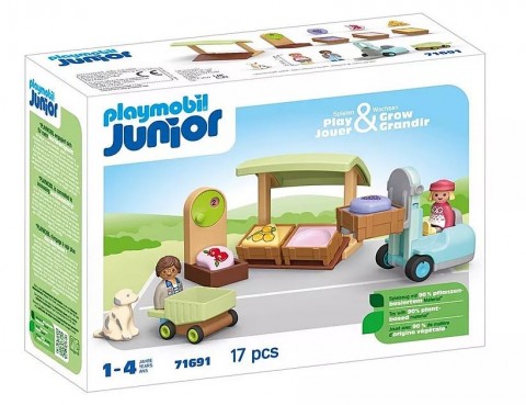 Комплект с фигурки Junior 71691 Екологичен пазарен щанд и мотокарIVET.BG - Твоят онлайн бутик.