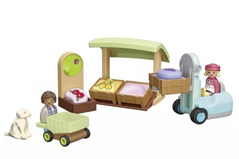 Комплект с фигурки Junior 71691 Екологичен пазарен щанд и мотокарIVET.BG - Твоят онлайн бутик.