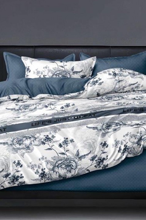Спален комплект KIRELTA 200x220 cm памук - 4 части, Цвят: син, IVET.BG - Твоят онлайн бутик.