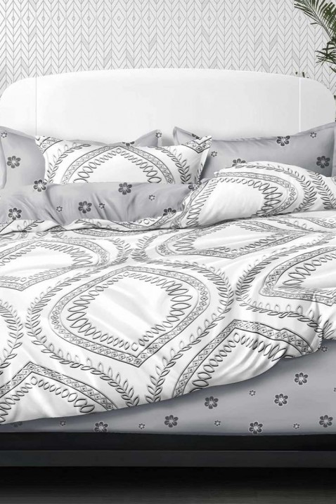 Спален комплект KARELDA 200x220 cm памук - 4 части, Цвят: сив, IVET.BG - Твоят онлайн бутик.