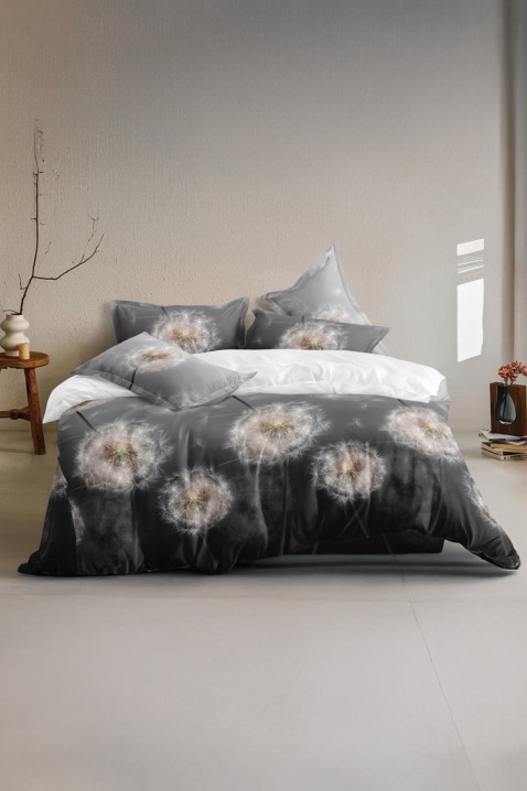 Спален комплект TERUVKA 200x220 cm памук - 4 части, Цвят: сив, IVET.BG - Твоят онлайн бутик.