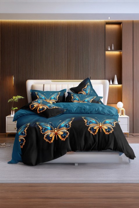 Спален комплект JASOLKA 200x220 cm памук - 4 части, Цвят: син, IVET.BG - Твоят онлайн бутик.