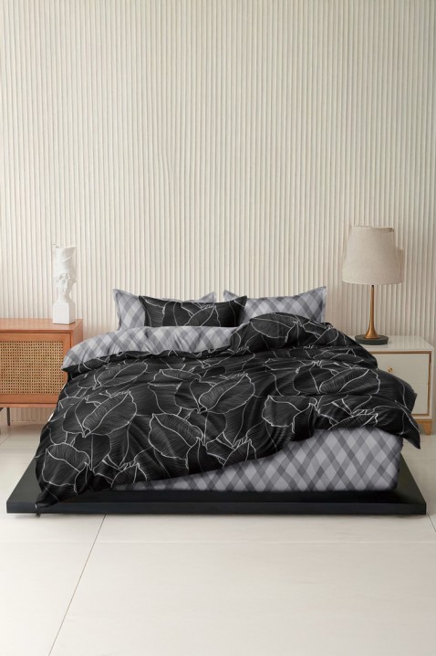 Спален комплект MONTRIVA 200x220 cm памук - 4 части, Цвят: черен, IVET.BG - Твоят онлайн бутик.