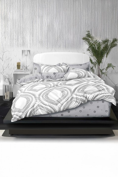 Спален комплект KARELDA 200x220 cm памук - 4 части, Цвят: сив, IVET.BG - Твоят онлайн бутик.