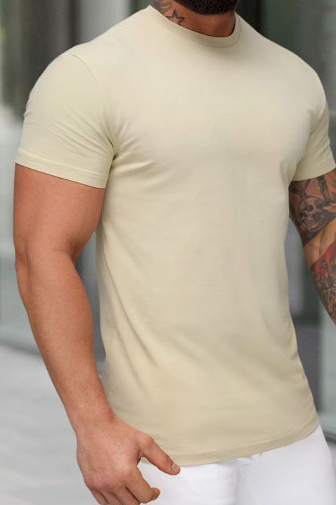 Мъжка тениска MOZKO BEIGE, Цвят: беж, IVET.BG - Твоят онлайн бутик.