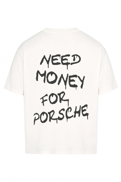 Мъжка тениска NEED MONEY FOR PORSCHE, Цвят: бял, IVET.BG - Твоят онлайн бутик.