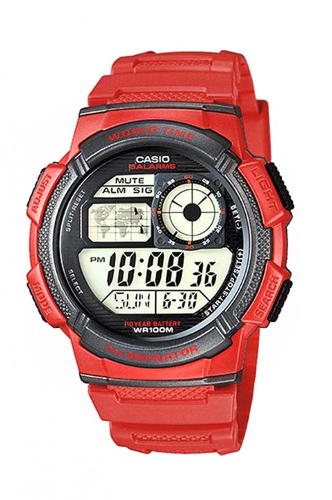 Мъжки часовник CASIO AE-1000W-4AVDF, Цвят: червен, IVET.BG - Твоят онлайн бутик.